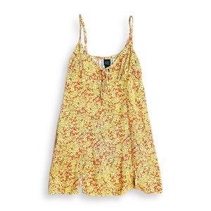 Floral print Y2K babydoll sundress / mini dress top for layering (size M)